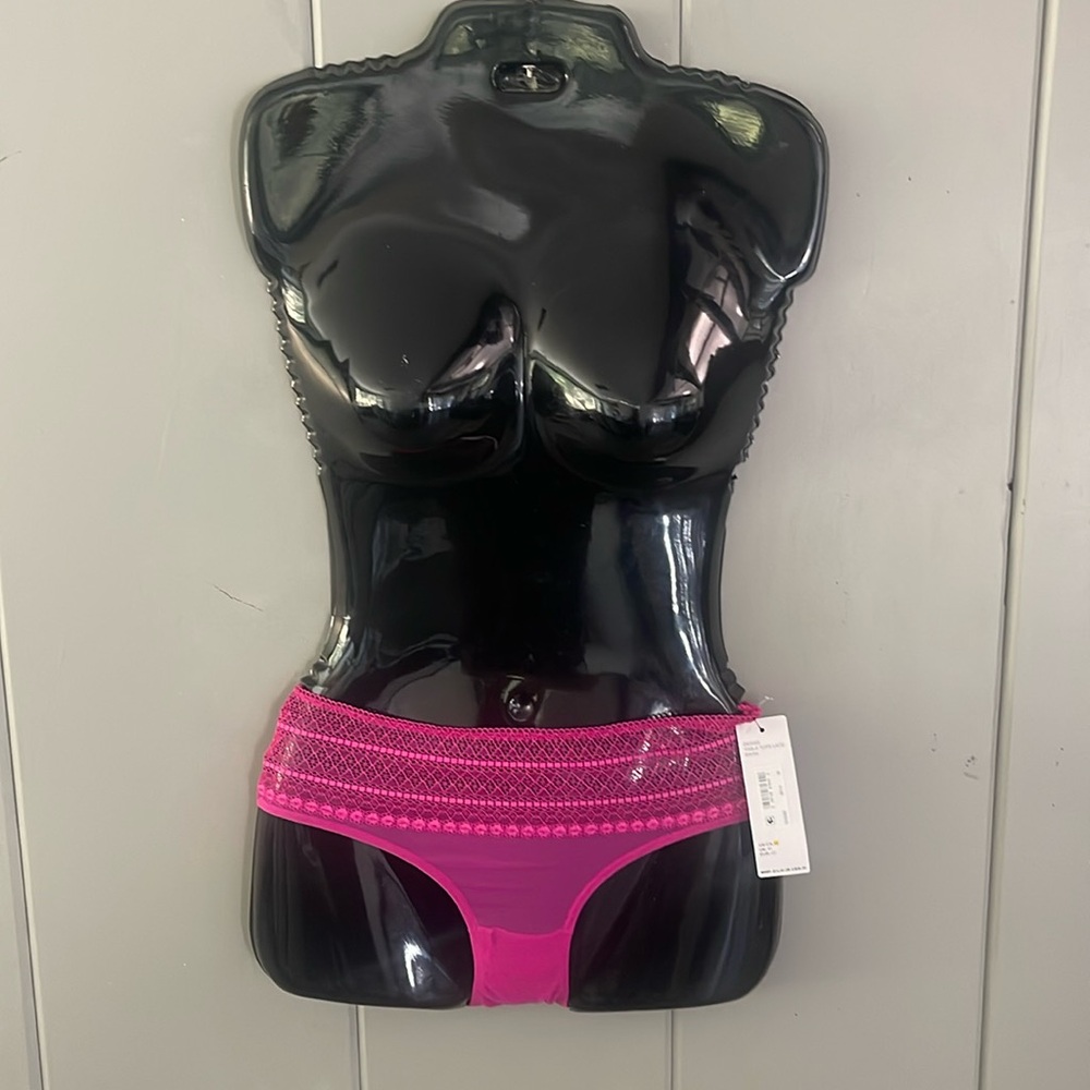 NWT DKNY Bikini Panty Pink Sheer Mesh Barbie Sissy Festival Feminine Whimsical